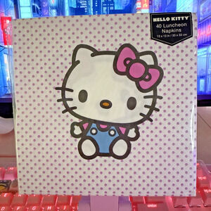 Sanrio Hello Kitty Napkins White Purple Polka Dots 13"x13" 2023 40 Lunch Paper